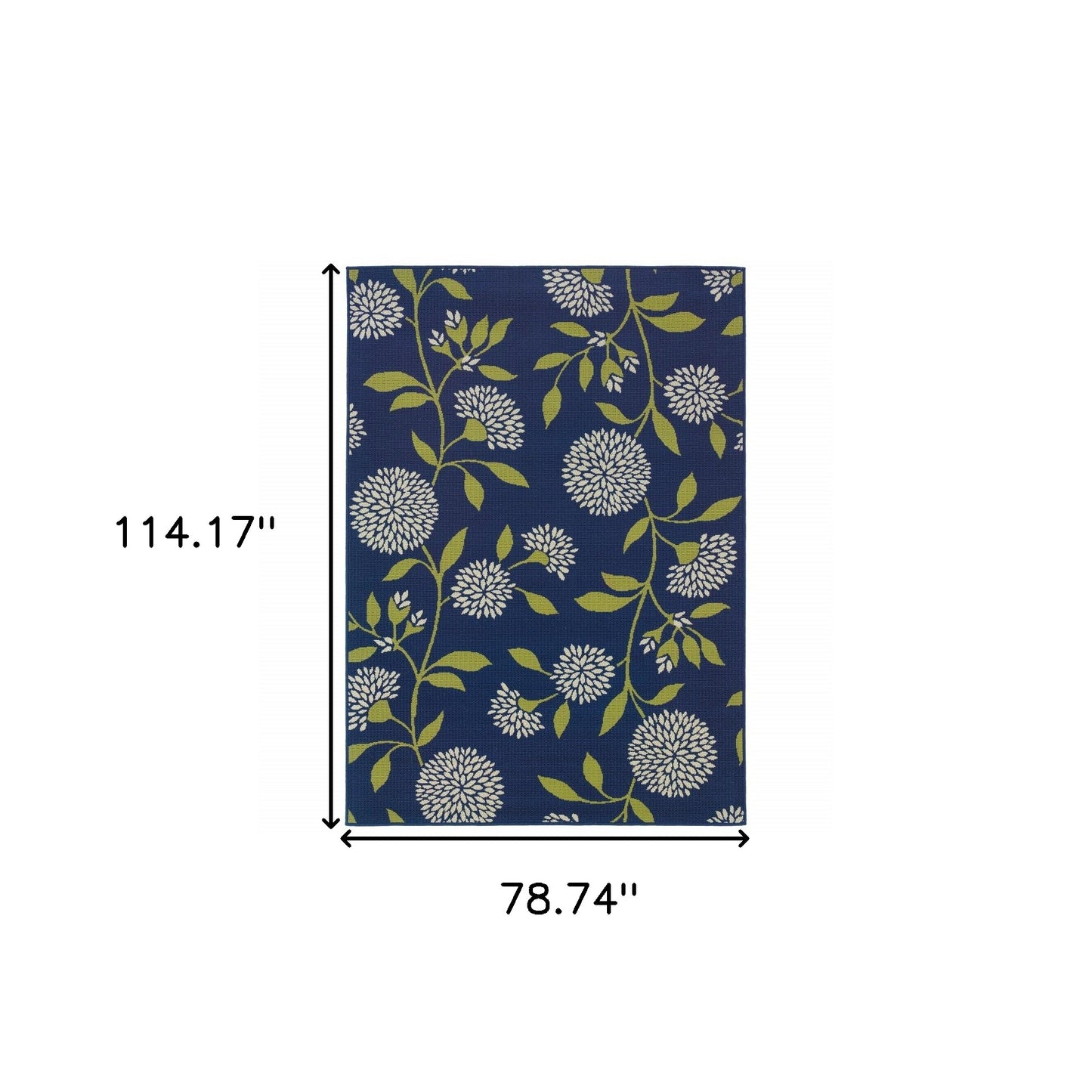 Blue and Green Floral Indoor Outdoor Area Rug