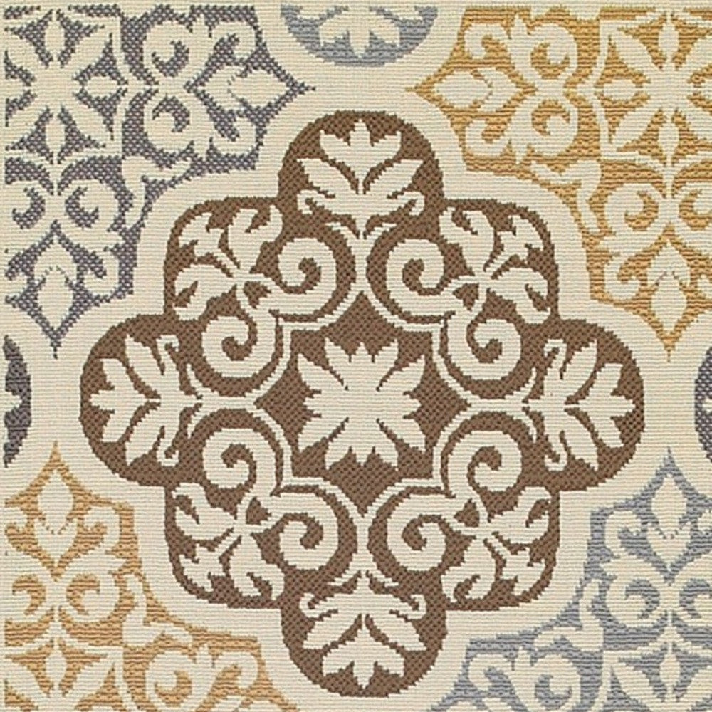 2' X 8' Gray and Ivory Moroccan Indoor Outdoor Area Rug