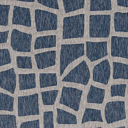 3'X5' Blue Grey Machine Woven Uv Treated Abstract Indoor Outdoor Area Rug