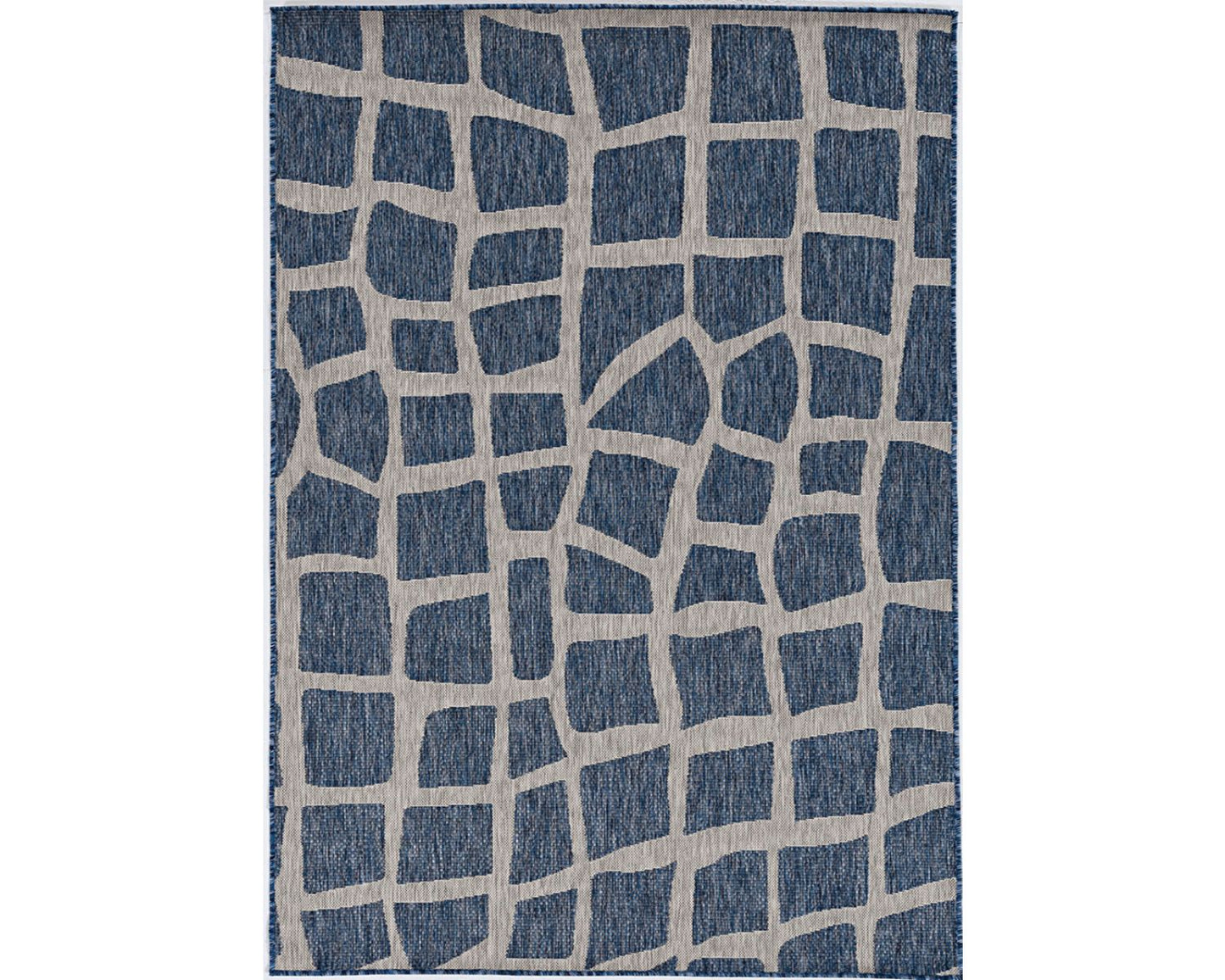 3'X5' Blue Grey Machine Woven Uv Treated Abstract Indoor Outdoor Area Rug