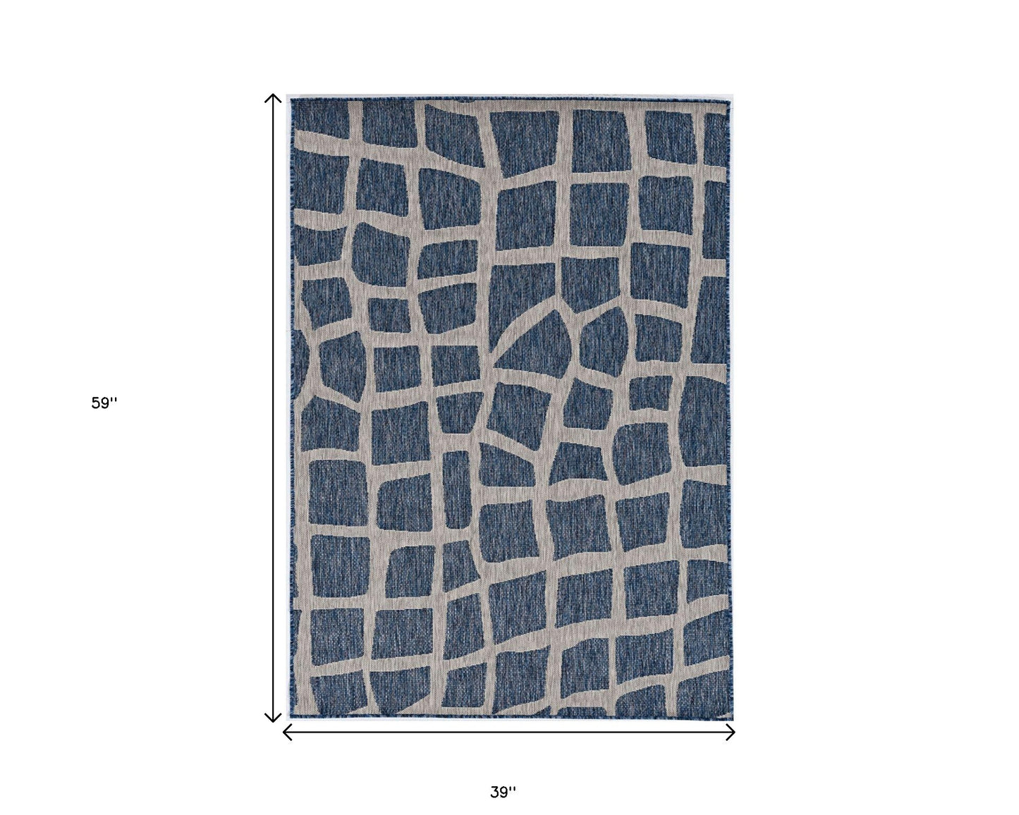 3'X5' Blue Grey Machine Woven Uv Treated Abstract Indoor Outdoor Area Rug