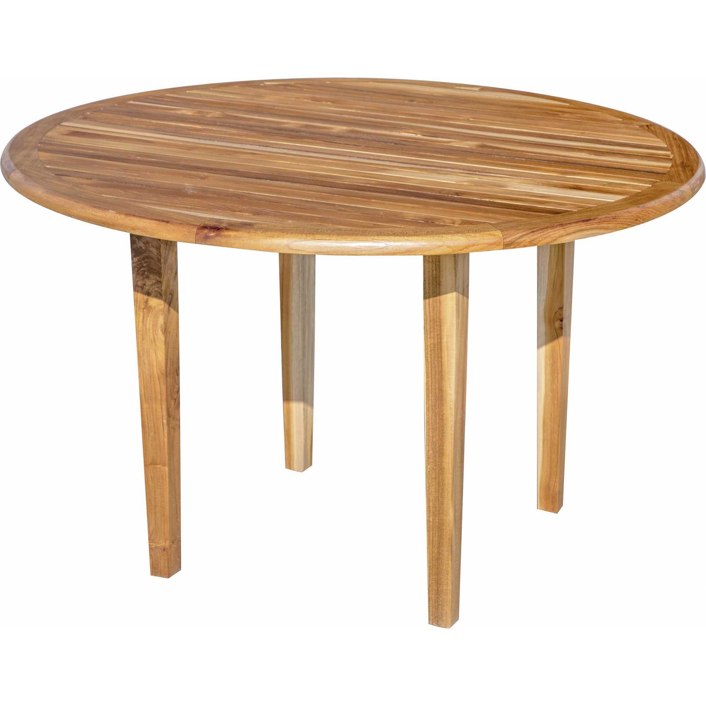 37" Round Compact Teak Dining Table In Natural Finish