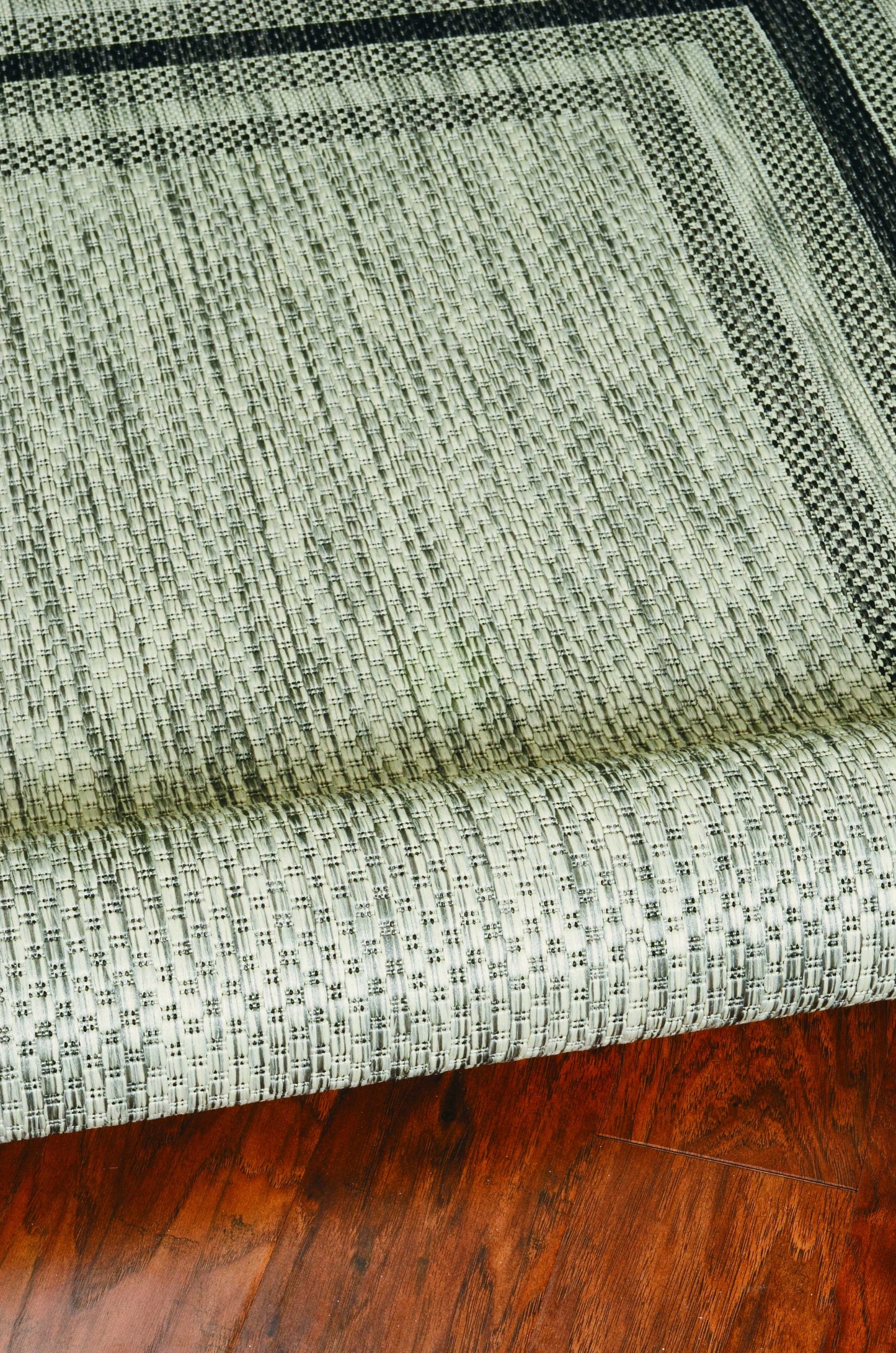 3'X4' Grey Machine Woven Uv Treated Bordered Indoor Outdoor Accent Rug