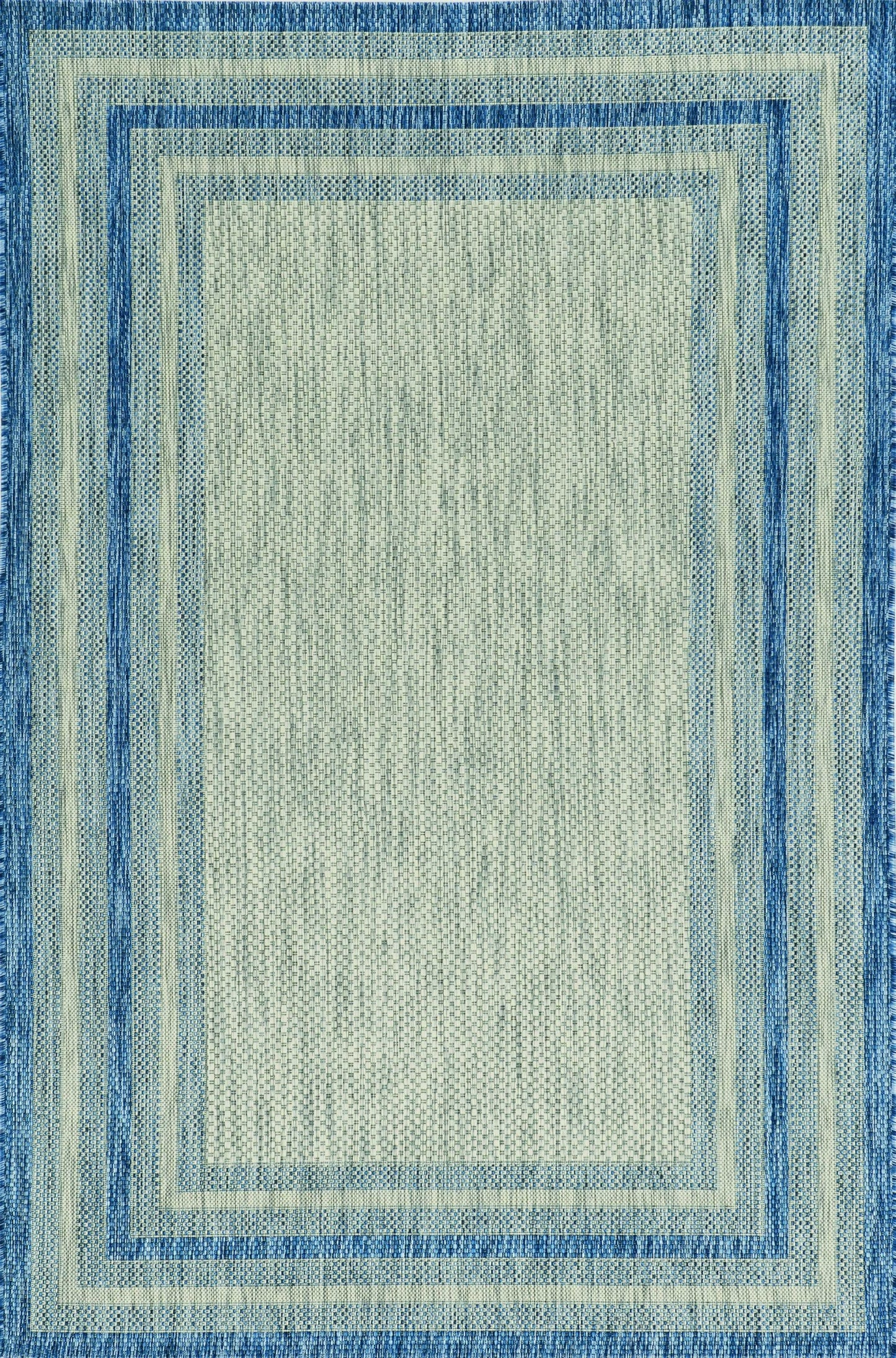 3'X4' Grey Denim Machine Woven Uv Treated Bordered Indoor Outdoor Accent Rug