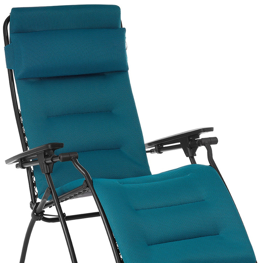 26" Blue and Black Metal Zero Gravity Chair with Blue cushion