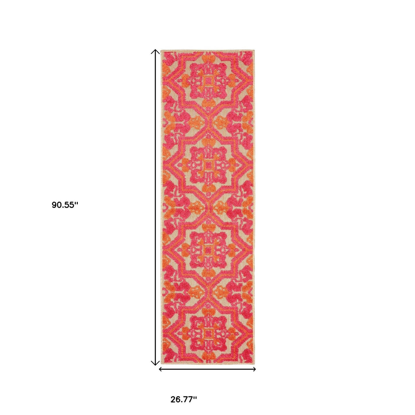 8' Runner Pink and Orange Moroccan Indoor Outdoor Area Rug