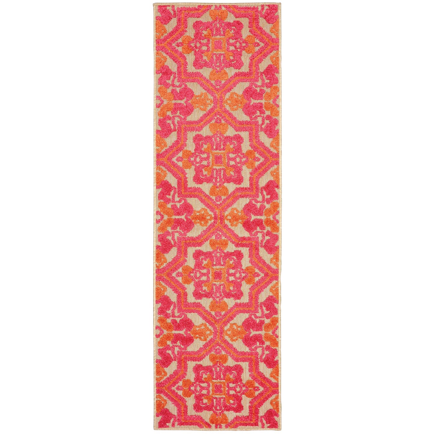 8' Runner Pink and Orange Moroccan Indoor Outdoor Area Rug