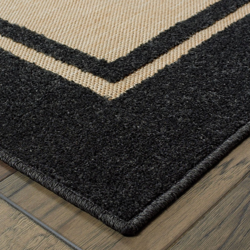 Beige and Black Indoor Outdoor Area Rug