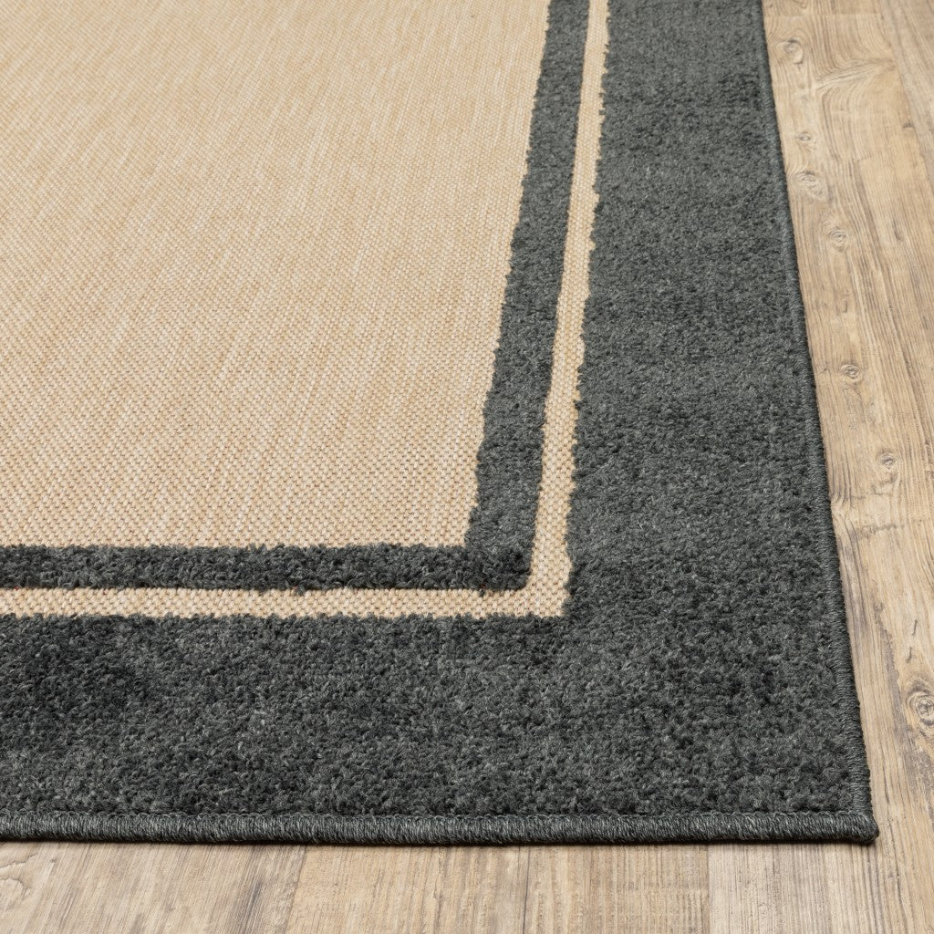 Beige and Black Indoor Outdoor Area Rug