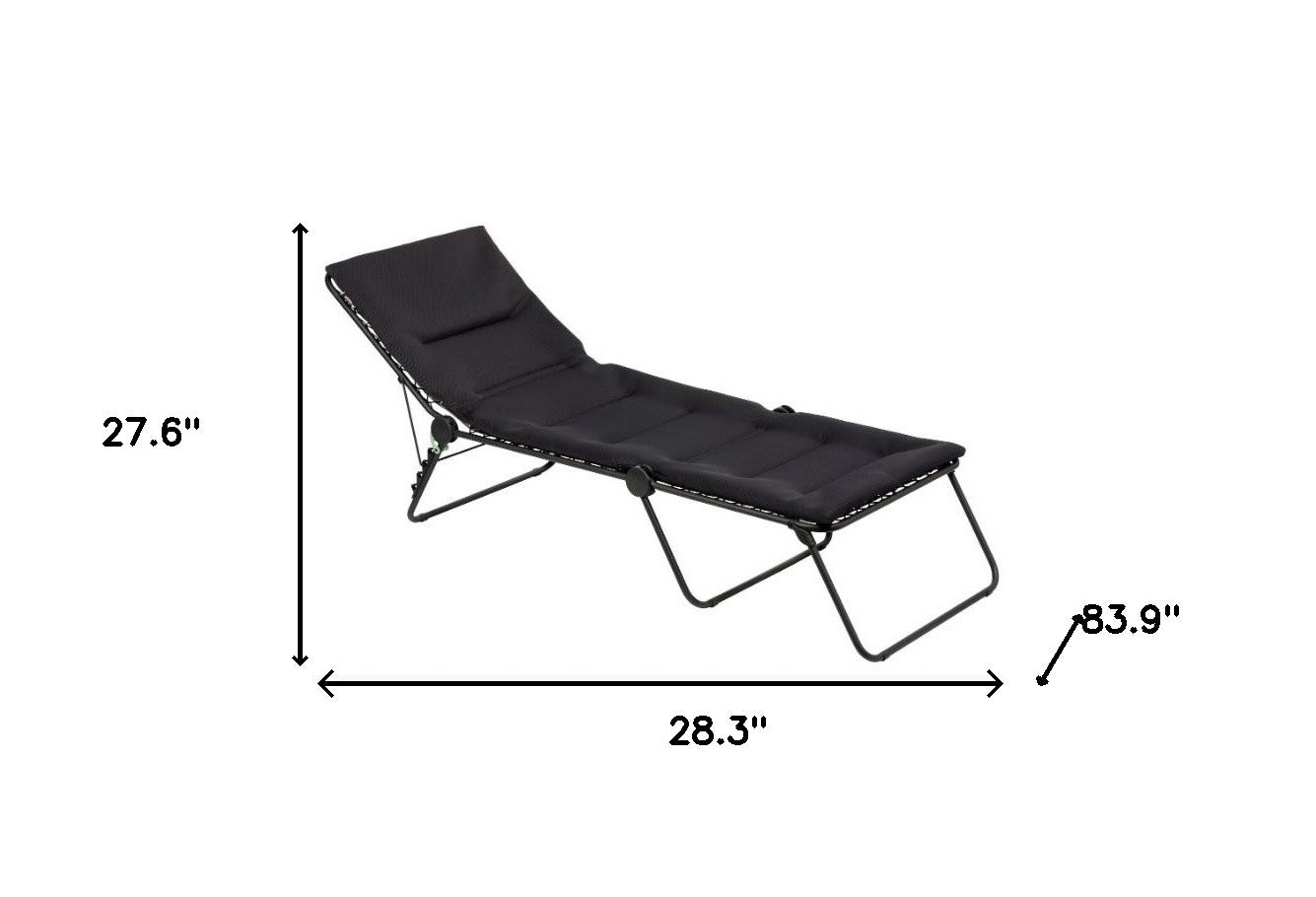 Premium Black Steel Black Cushion Chaise Lounge