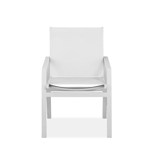 Set of Two White Metal Indoor Outdoor Dining Chairs