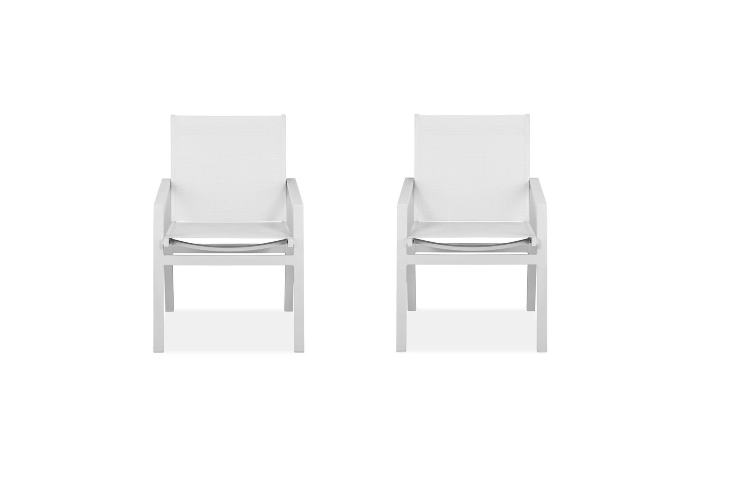 Set of Two White Metal Indoor Outdoor Dining Chairs