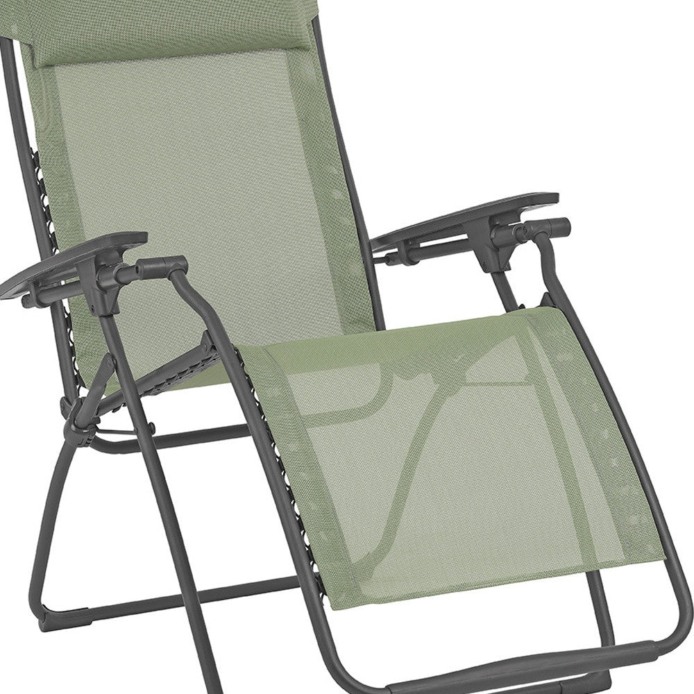 28" Moss Green and Gray Metal Zero Gravity Chair