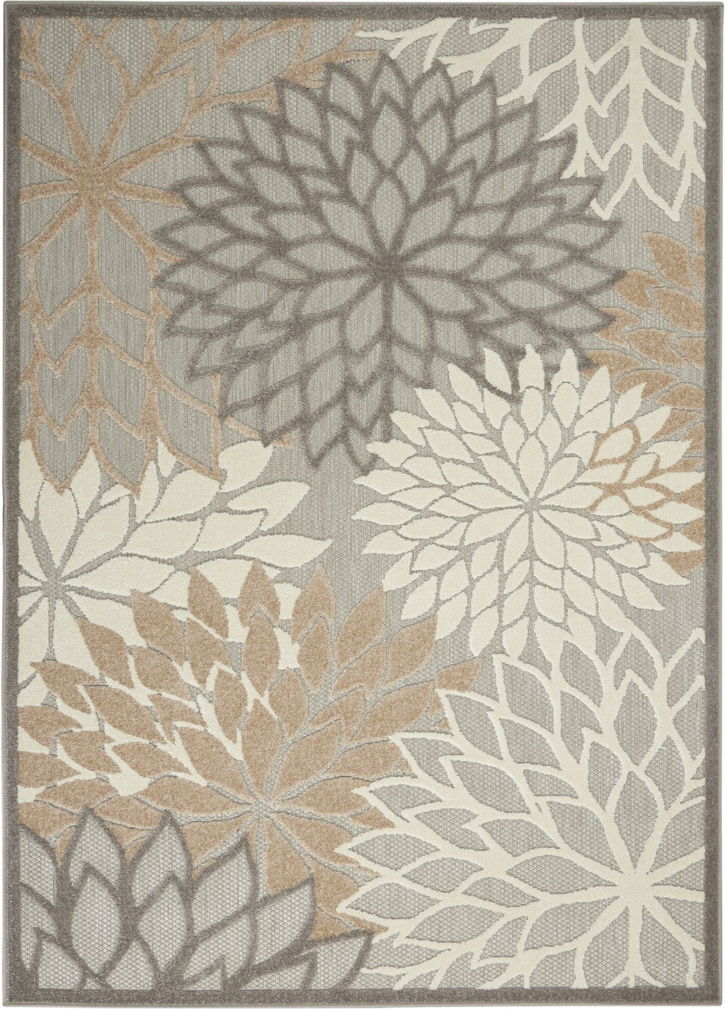 5' X 8' Gray And Ivory Indoor Outdoor Area Rug