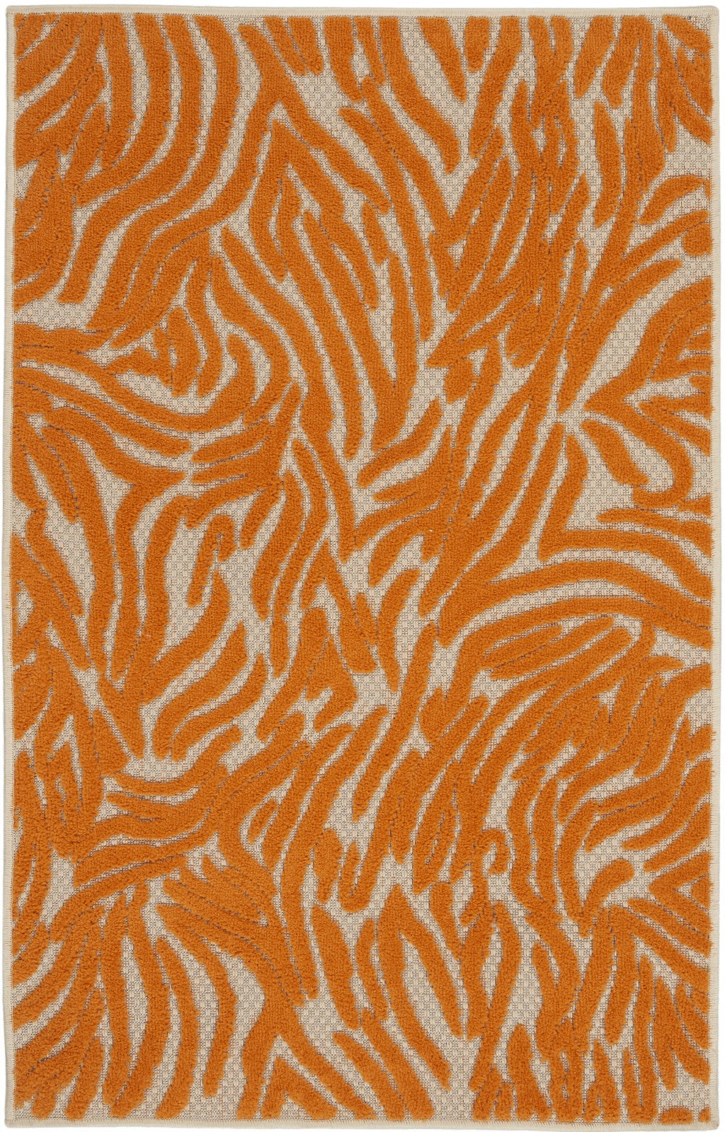 3' X 4' Orange And Ivory Abstract Stain Resistant Indoor Outdoor Area Rug