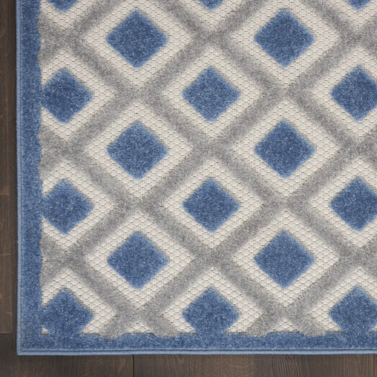 7' X 10' Blue And Gray Geometric Indoor Outdoor Area Rug