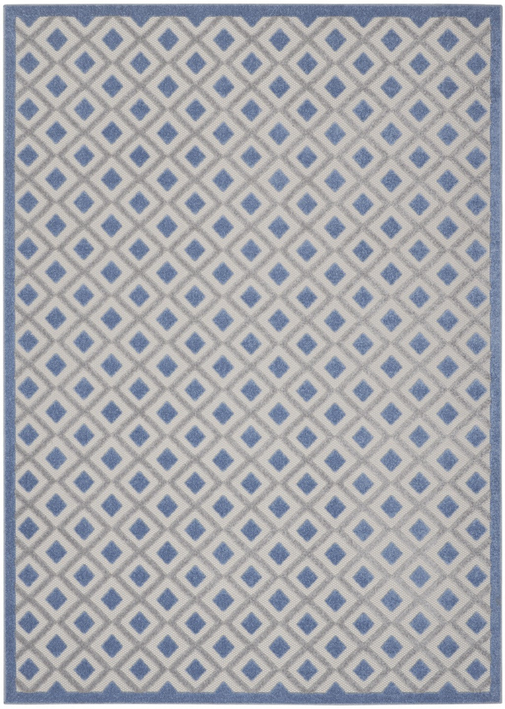 7' X 10' Blue And Gray Geometric Indoor Outdoor Area Rug