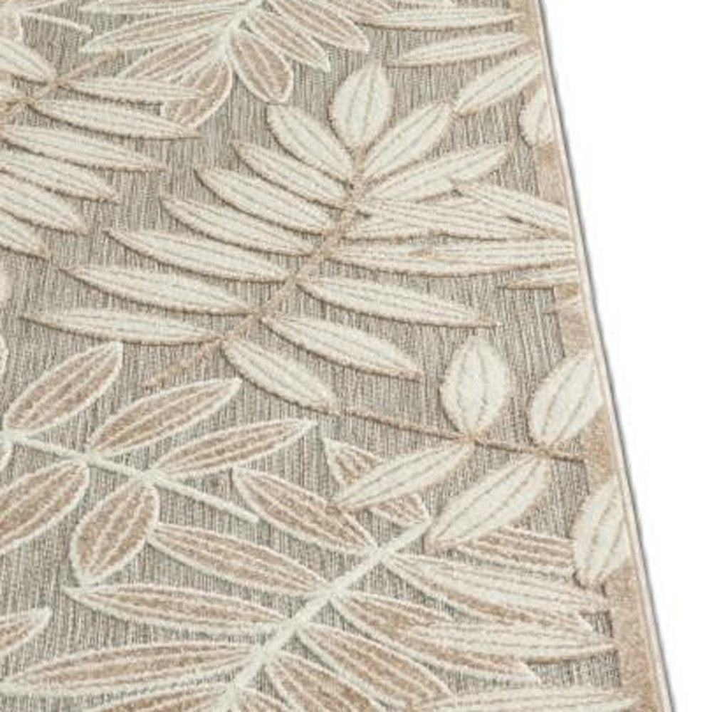 2' X 8' Gray And Ivory Floral Indoor Outdoor Area Rug