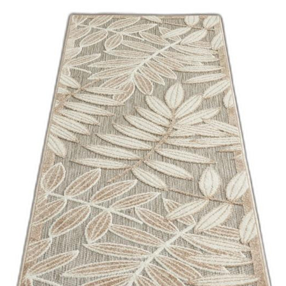 2' X 8' Gray And Ivory Floral Indoor Outdoor Area Rug