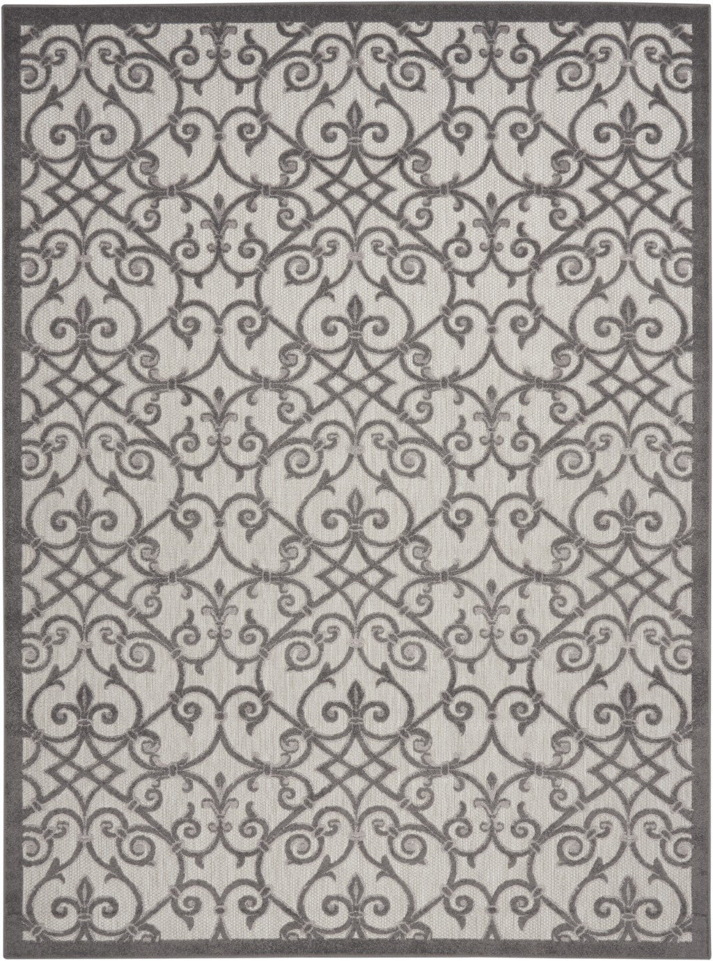 8' X 11' Gray Floral Indoor Outdoor Area Rug