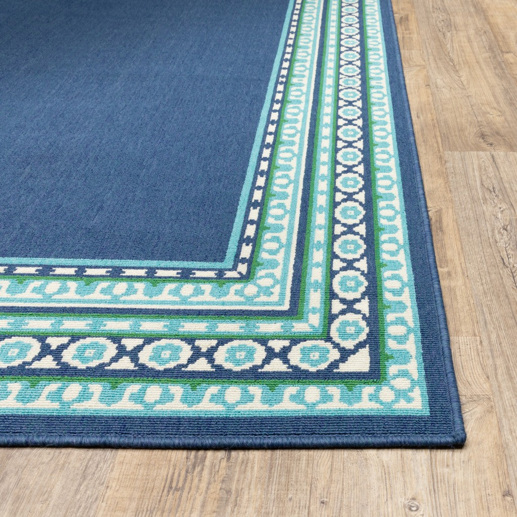 7' x 10' Blue and Green Indoor Outdoor Area Rug