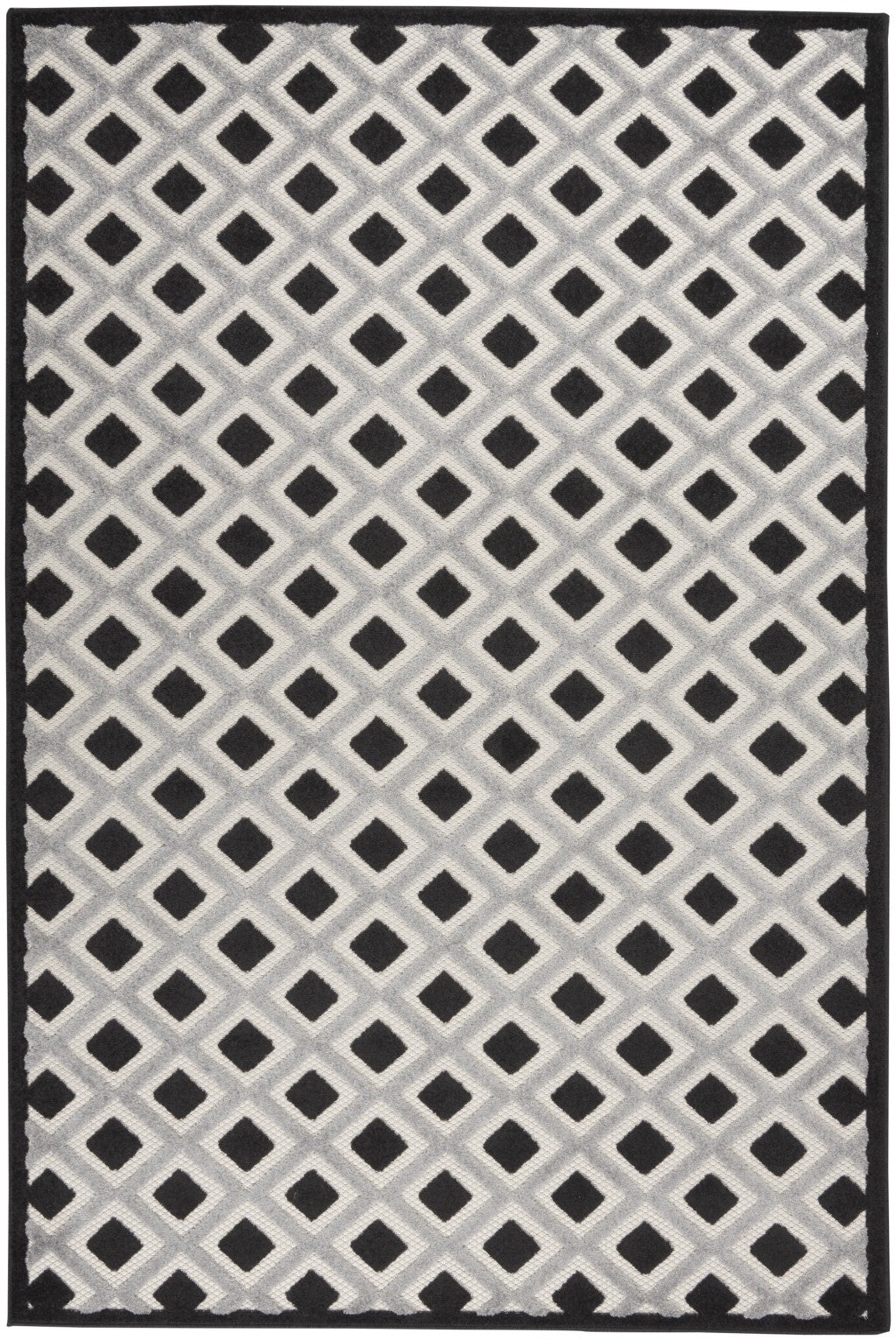 4' X 6' Black And White Geometric Indoor Outdoor Area Rug