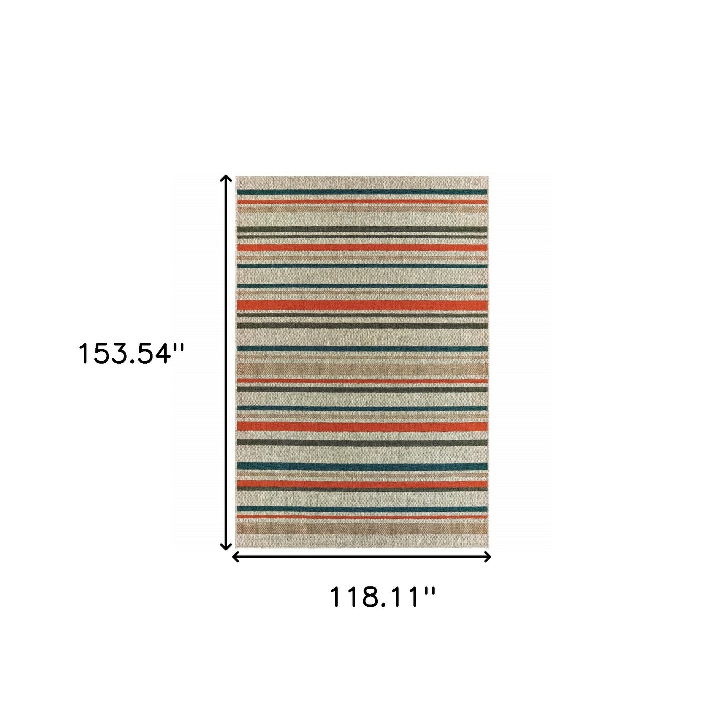 10' x 13' Blue and Gray Striped Indoor Outdoor Area Rug