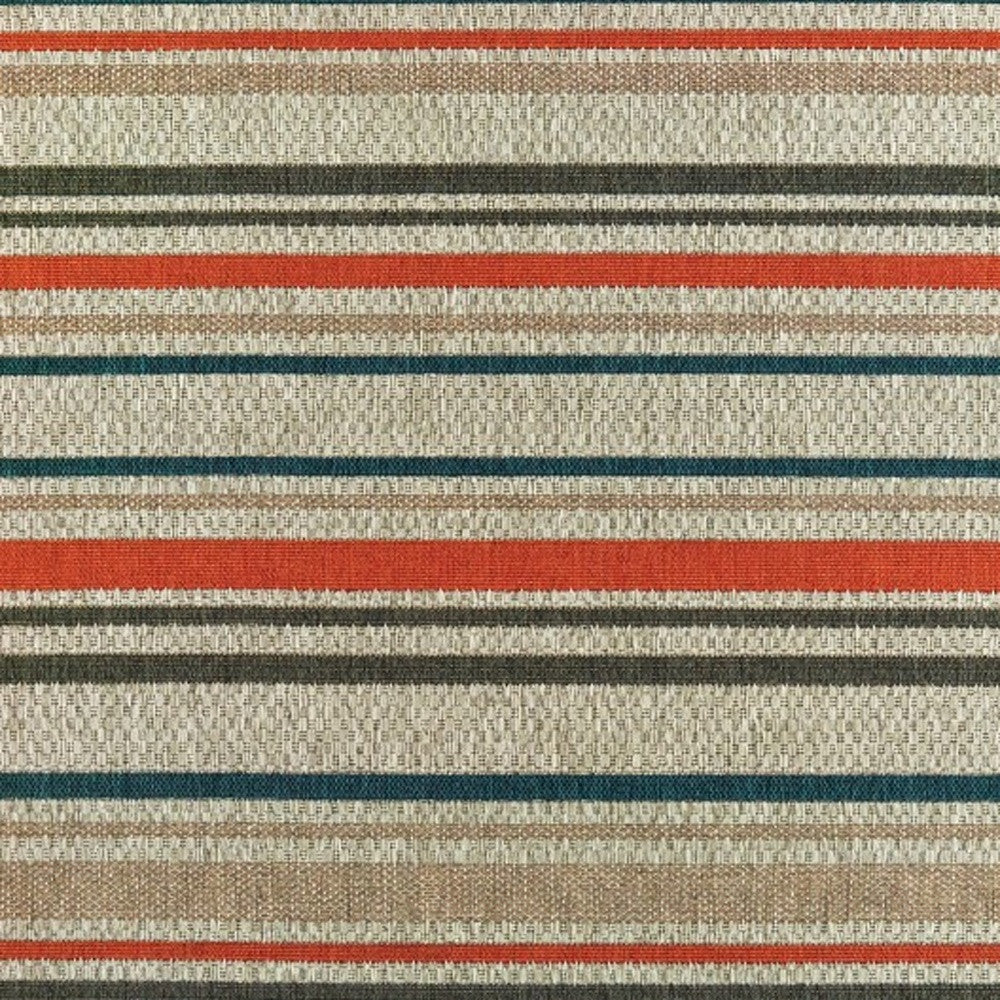 10' x 13' Blue and Gray Striped Indoor Outdoor Area Rug