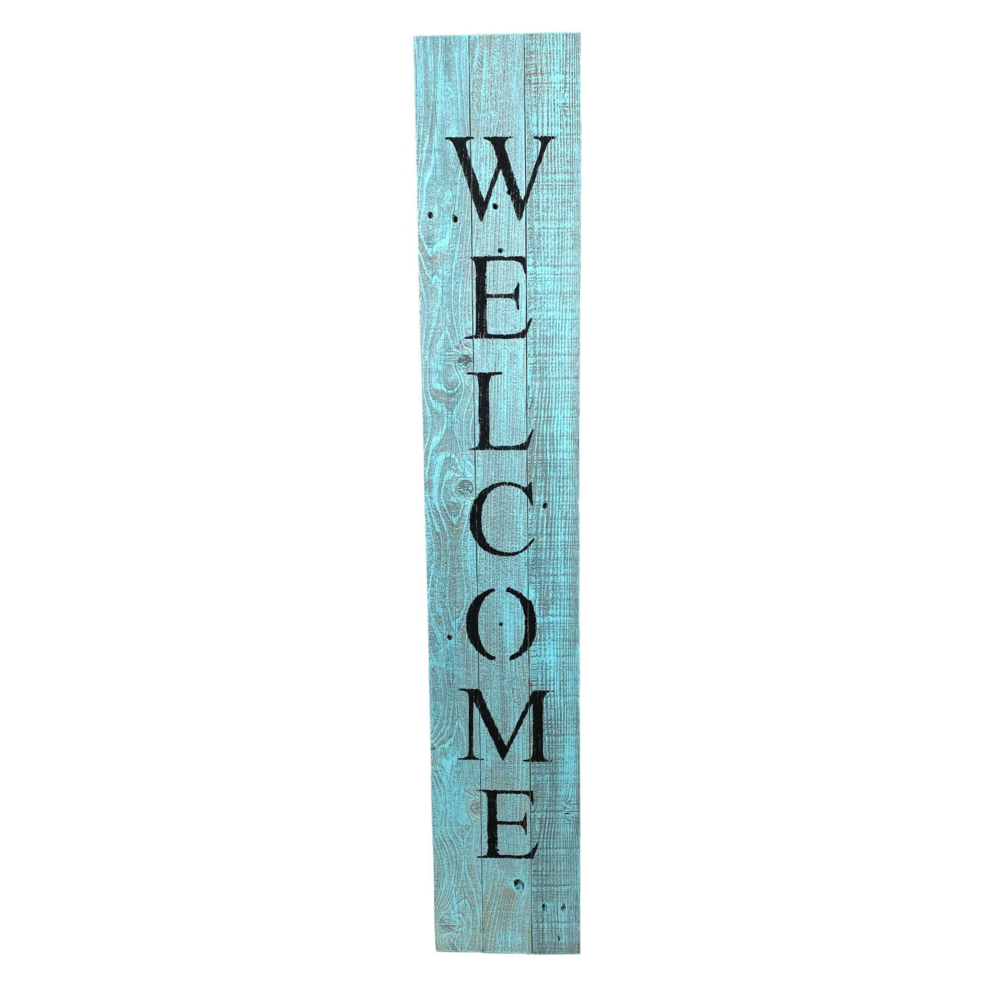 Rustic Light Aqua Blue Front Porch Welcome Sign