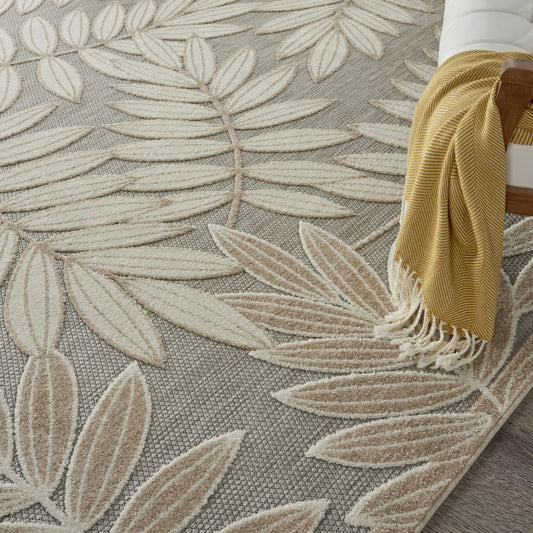 7' X 10' Natural Floral Indoor Outdoor Area Rug