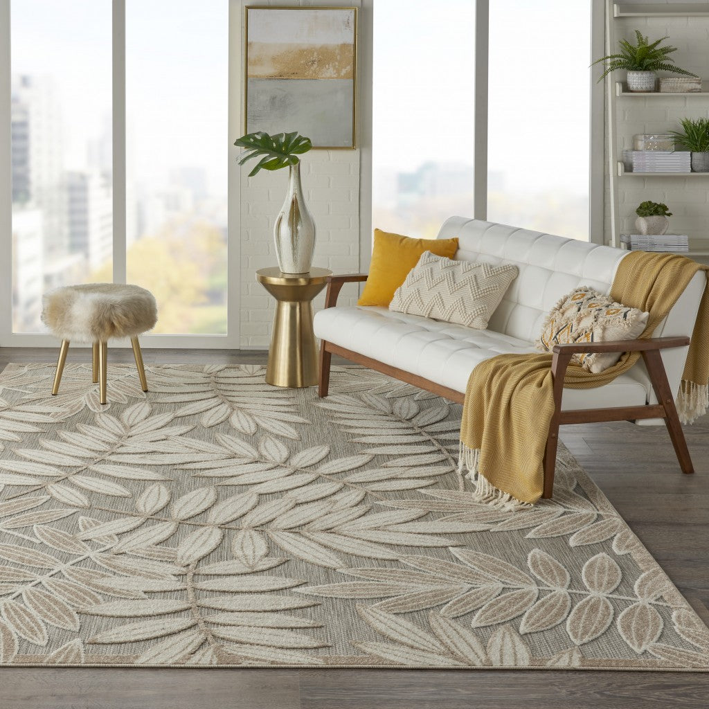 7' X 10' Natural Floral Indoor Outdoor Area Rug