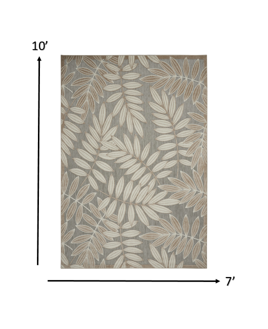 7' X 10' Natural Floral Indoor Outdoor Area Rug