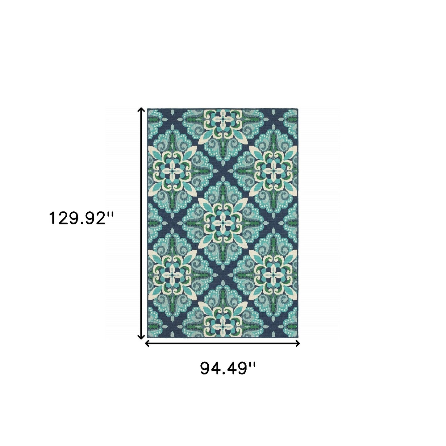 8' x 11' Blue and Green Indoor Outdoor Area Rug