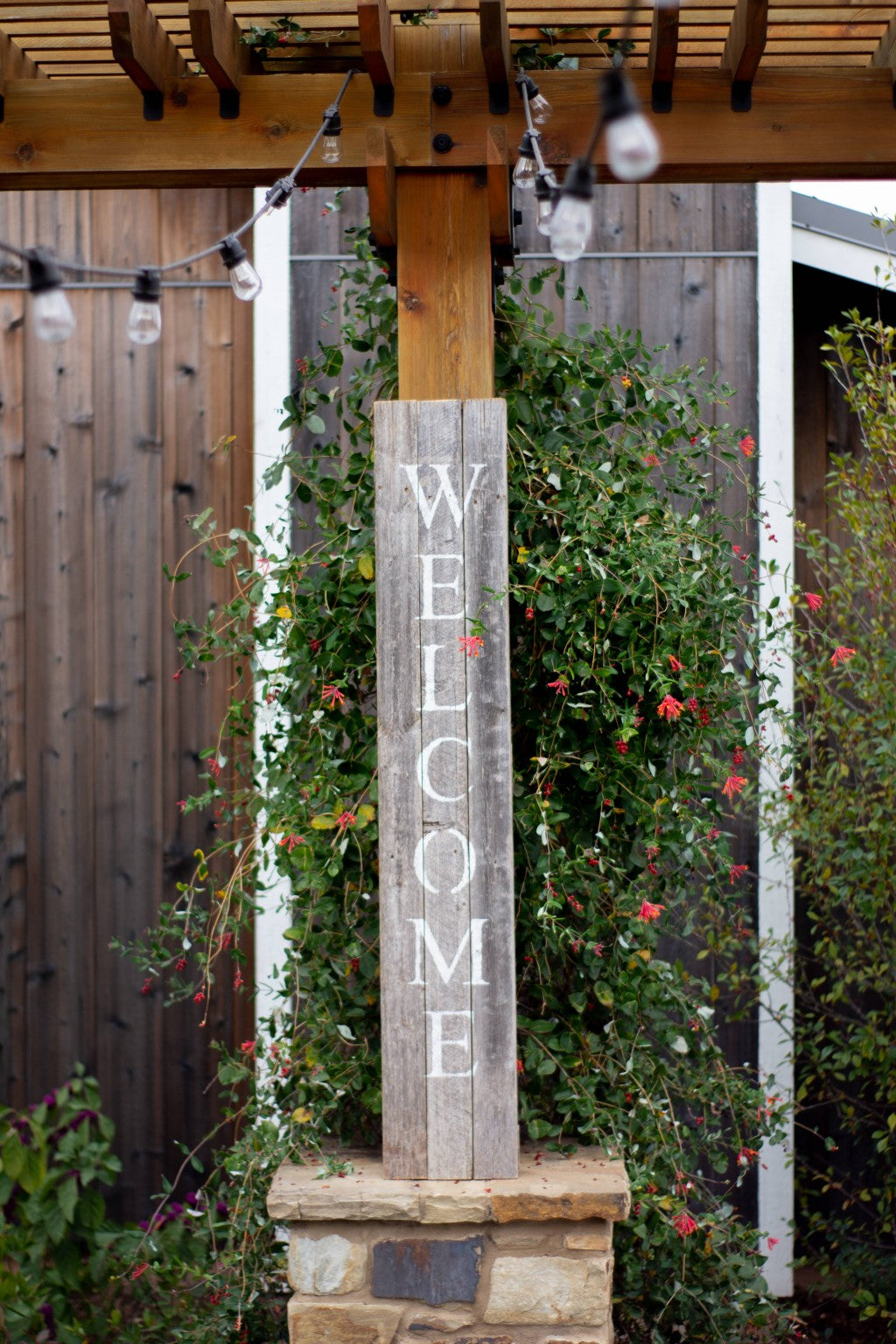 Rustic Dark Gray And White Front Porch Welcome Sign