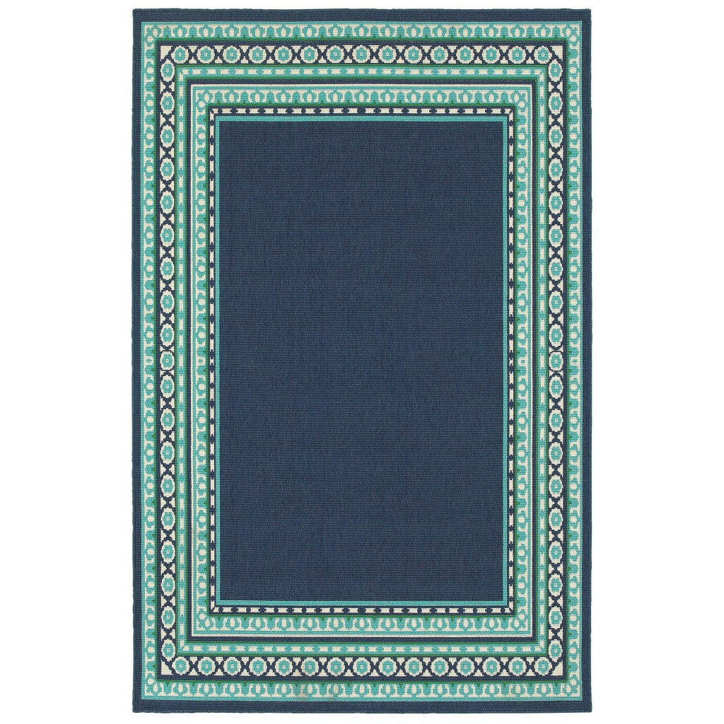 8' x 11' Blue and Green Indoor Outdoor Area Rug