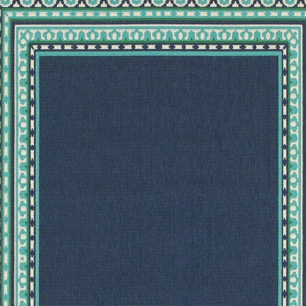 8' x 11' Blue and Green Indoor Outdoor Area Rug