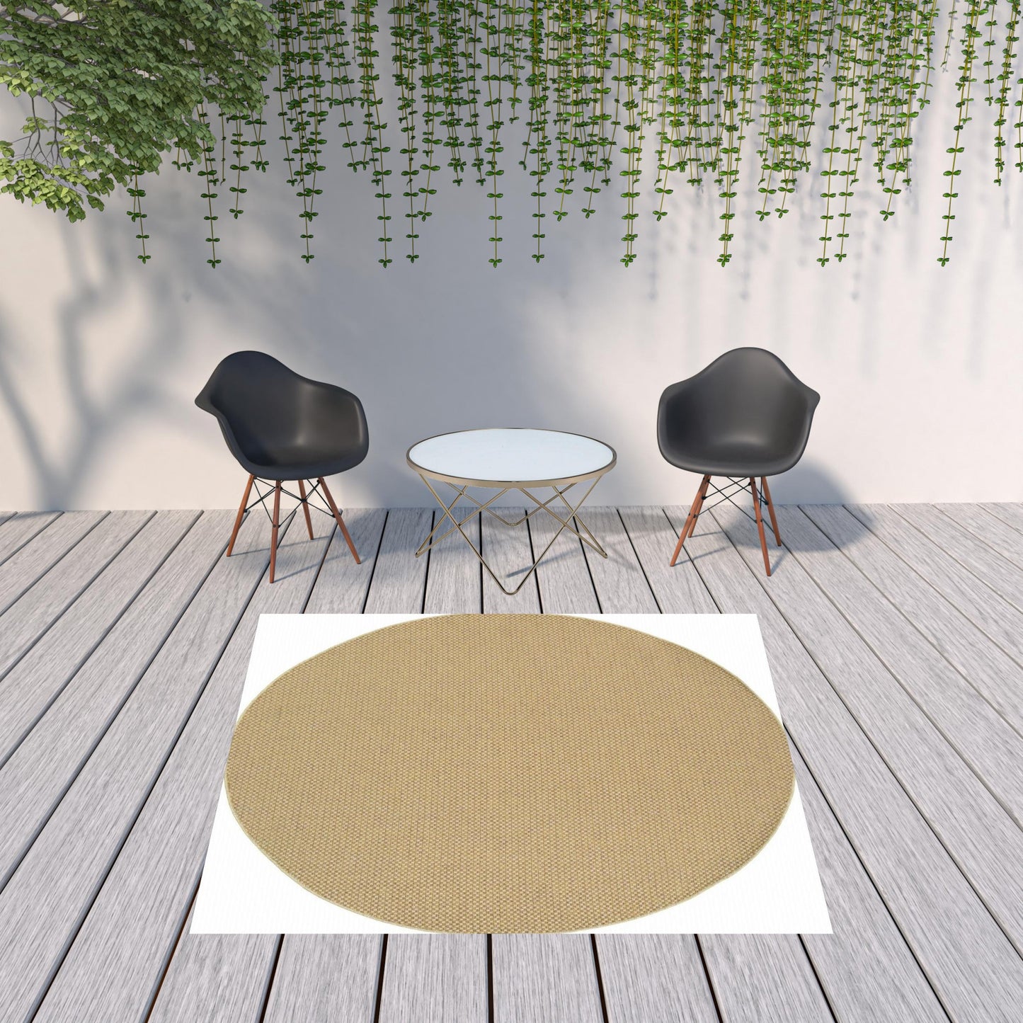 8' x 8' Beige Indoor Outdoor Area Rug