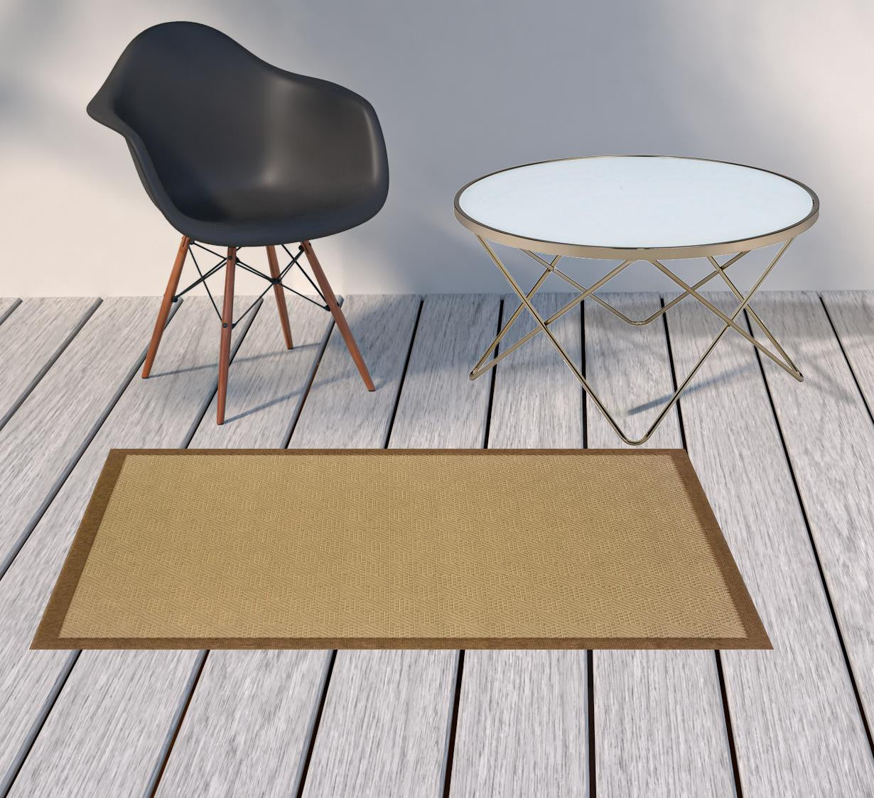 2' X 4' Beige Indoor Outdoor Area Rug