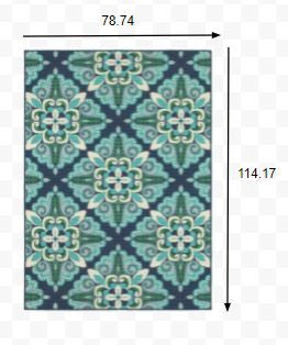 7' x 10' Blue and Green Indoor Outdoor Area Rug