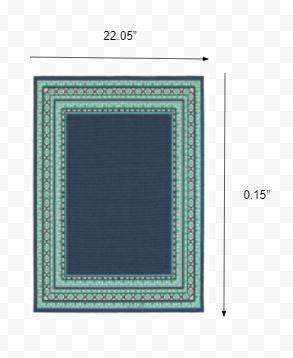 2' x 3' Blue and Green Indoor Outdoor Area Rug