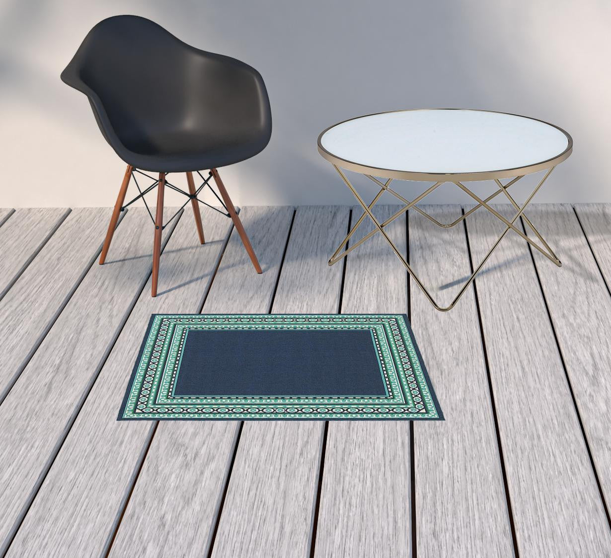 2' x 3' Blue and Green Indoor Outdoor Area Rug