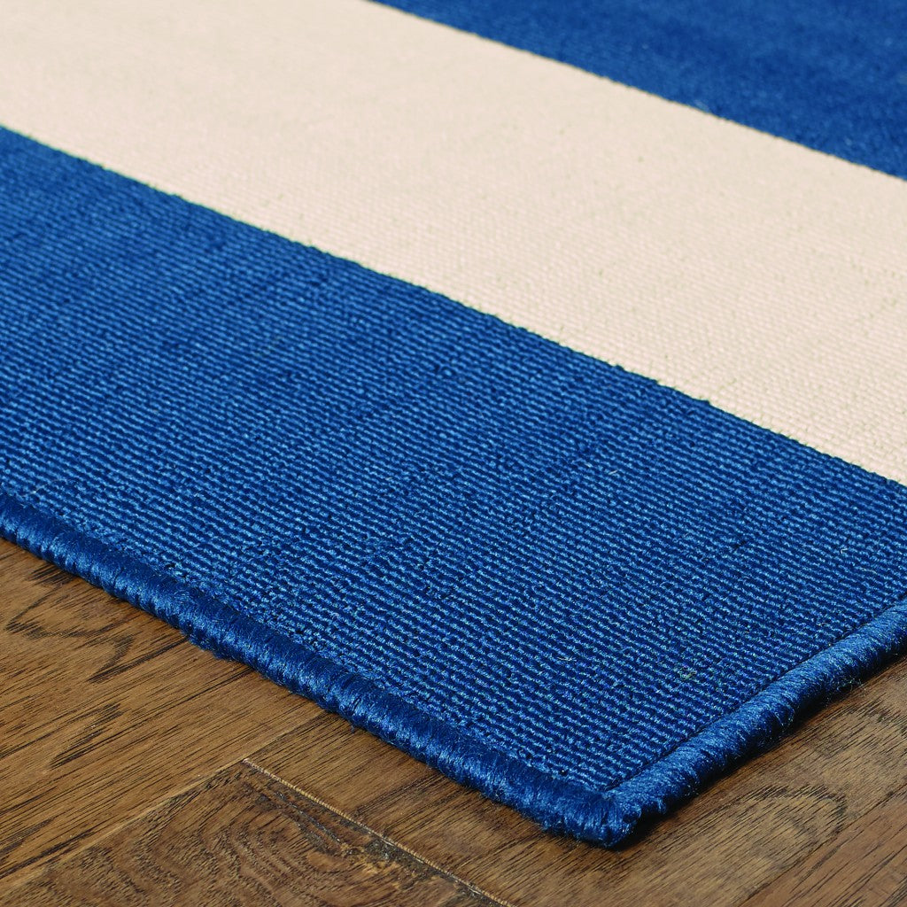 8' x 11' Blue and Ivory Indoor Outdoor Area Rug