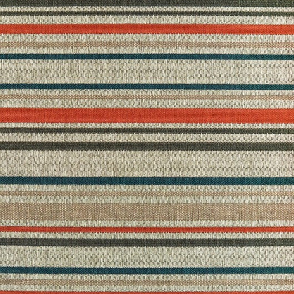 7' x 9' Blue and Gray Striped Indoor Outdoor Area Rug
