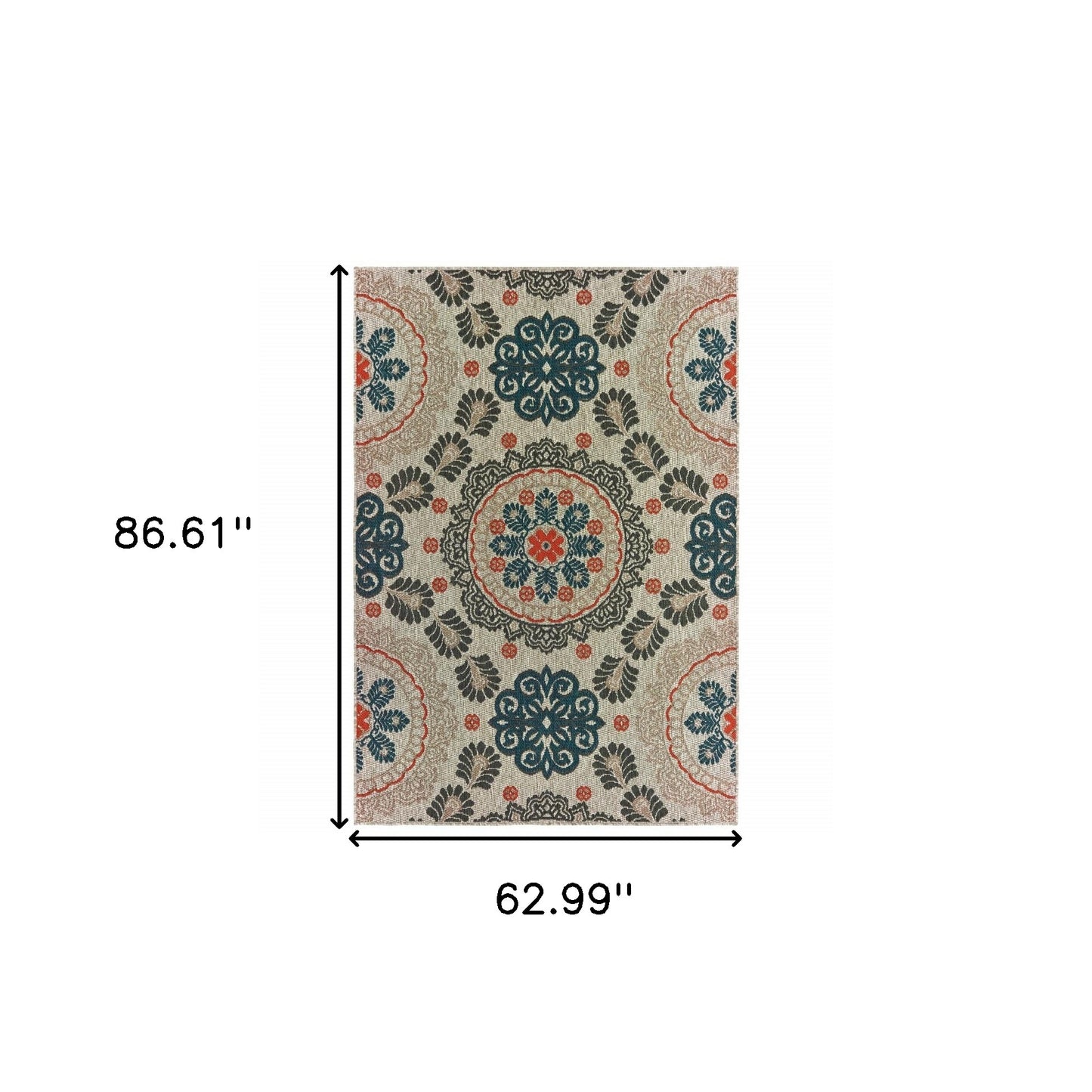 5' x 7' Blue and Gray Moroccan Indoor Outdoor Area Rug