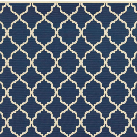 Blue and Ivory Indoor Outdoor Area Rug