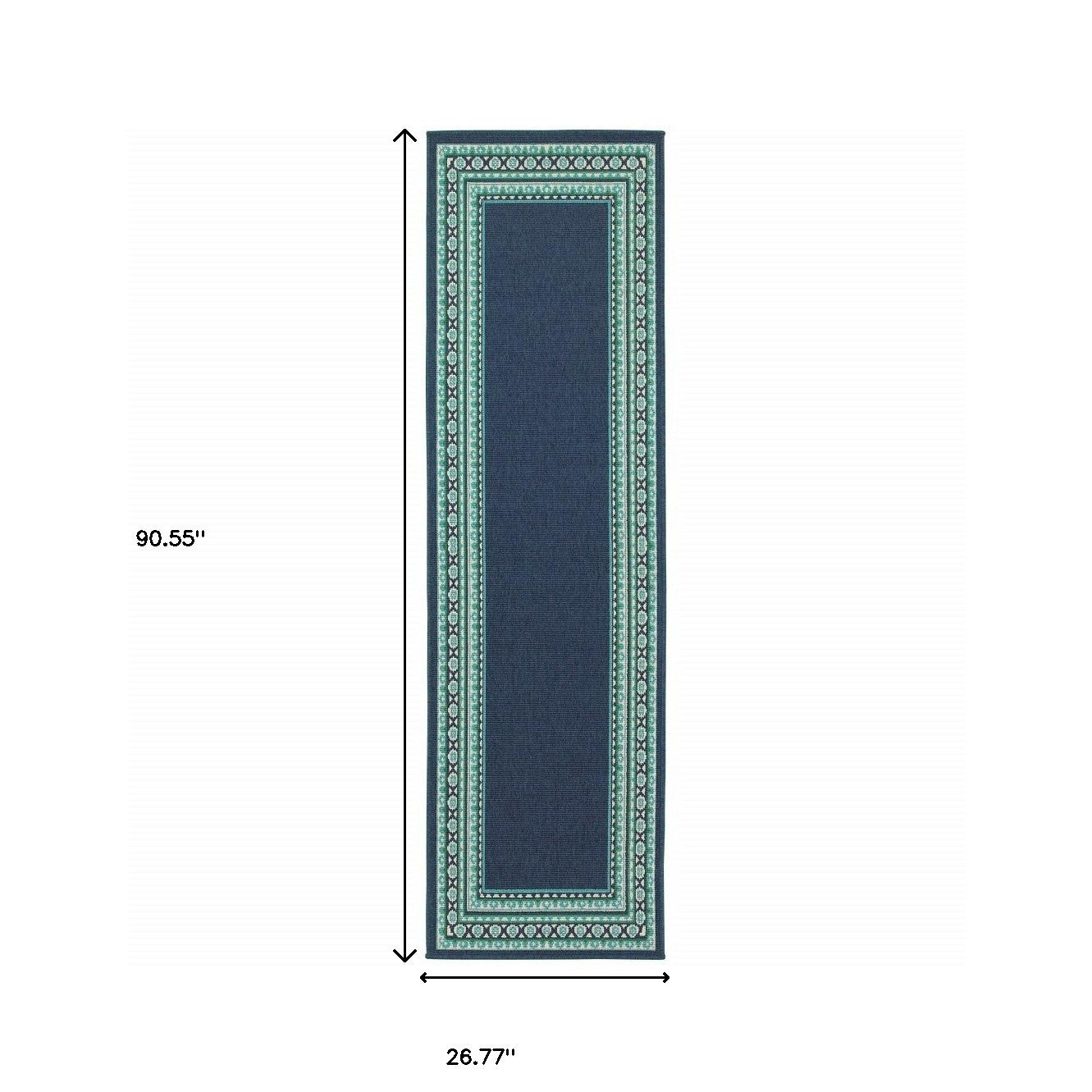 2' X 8' Blue and Green Indoor Outdoor Area Rug