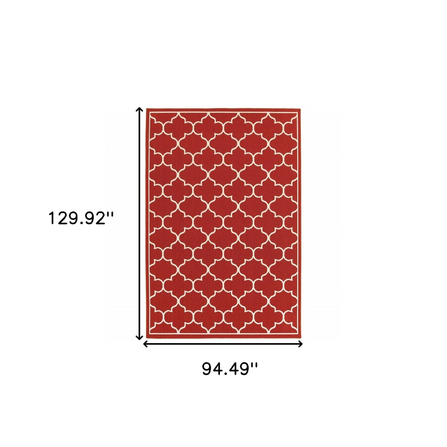 8' x 11' Red and Ivory Indoor Outdoor Area Rug