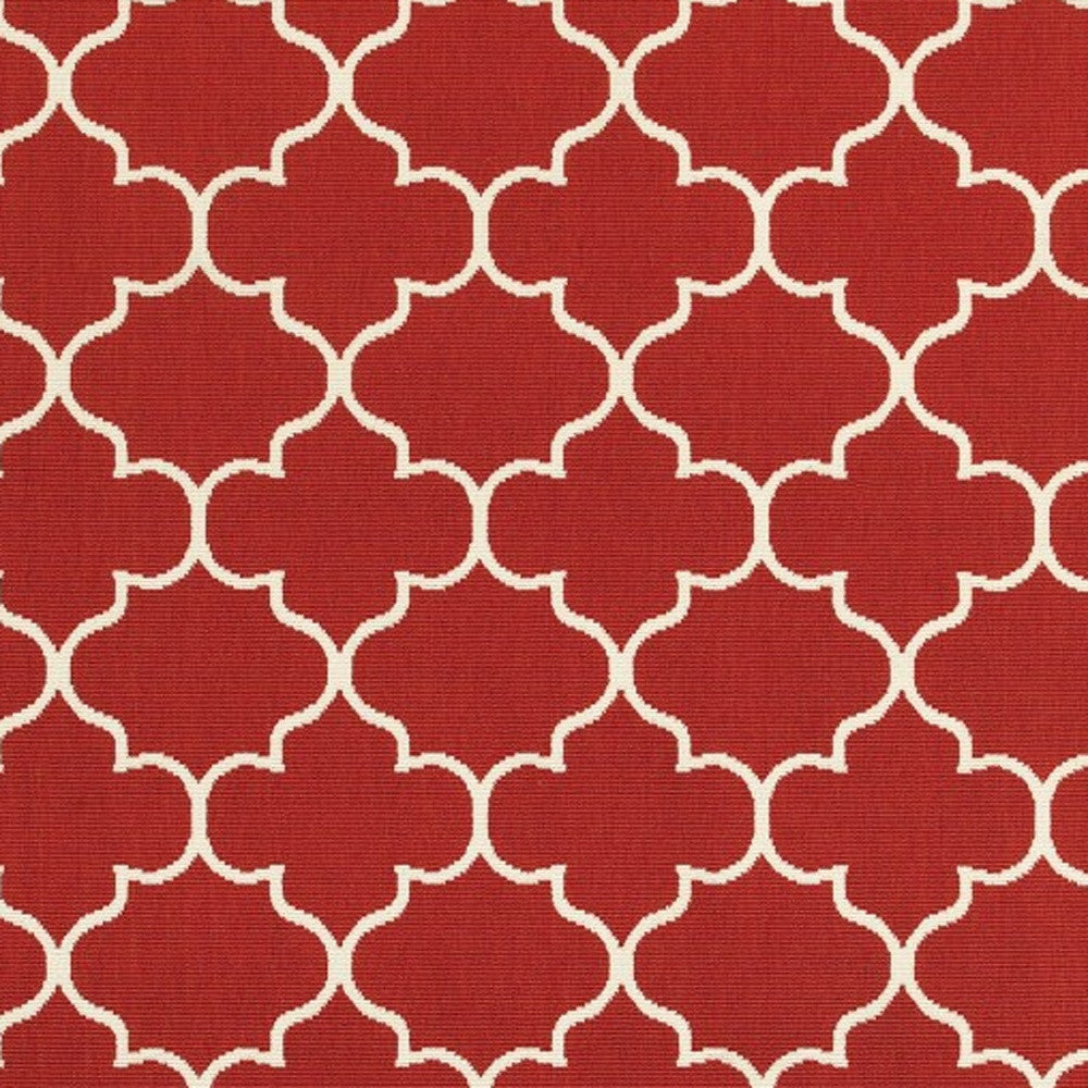 8' x 11' Red and Ivory Indoor Outdoor Area Rug