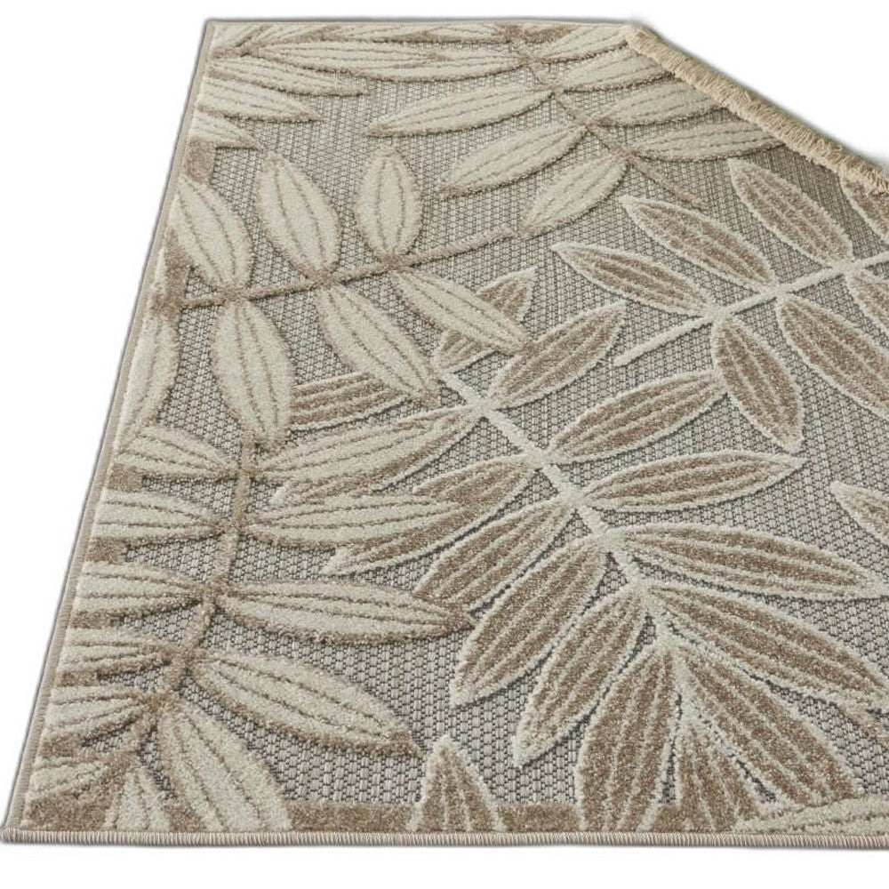 3' X 4' Gray And Ivory Floral Indoor Outdoor Area Rug