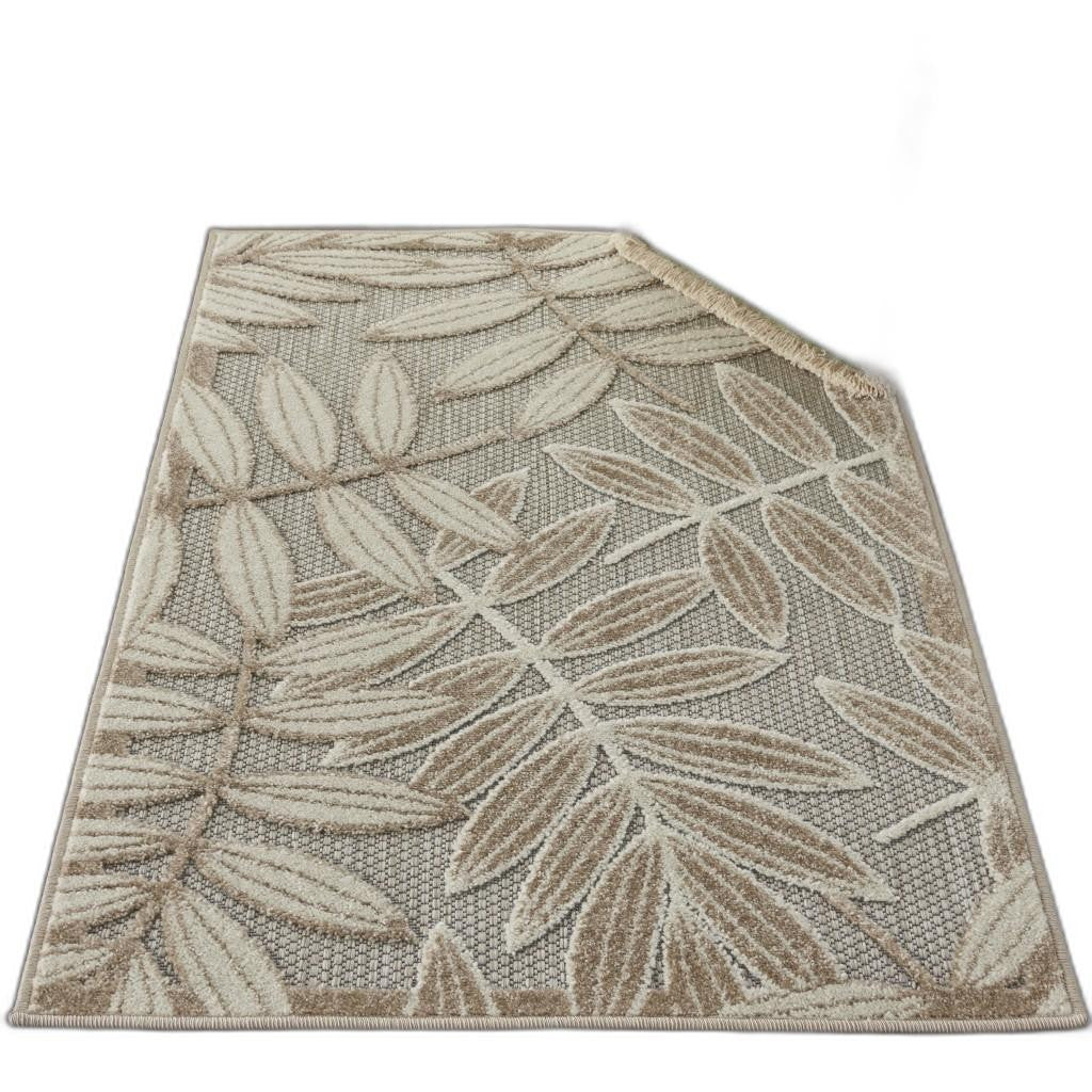 3' X 4' Gray And Ivory Floral Indoor Outdoor Area Rug